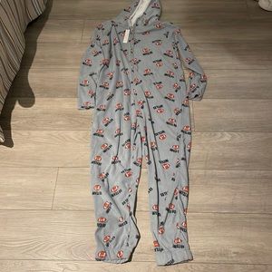 NWT Poof! warm & cozy onesie “go team” football pajamas in size large